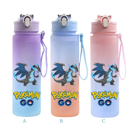 750ML Pokemon Gradient Color Plastic Drinking Bottle Water Bottle Hiking  Outdoor Large Capacit Portable Drink Bottles Cup