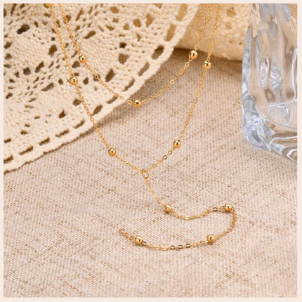 Gold Plated Stainless Steel Lariat Necklace, Dainty Long Layered Necklace for Women Girls, Y-Shaped Drop Pendant