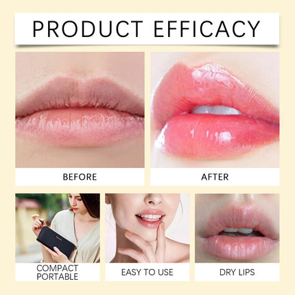 Color Changing Lip Balm Shimmer & Gold Foil Nourishing Lipstick Moisturizing pH Reactive Tinted Lip Gloss for Soft Pink Lips