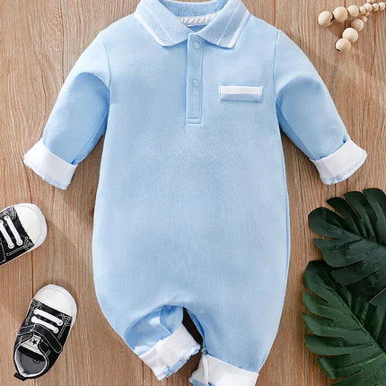 Spring And Autumn 0-18m Newborn Clothing Casual Polo Shirt Cotton Comfortable Soft Boys And Girls Long Sleeved Baby Bodysuit