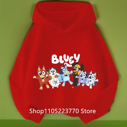Bluey Kids Hoodie Autumn Winter Cartoon Printed Sweatshirt Cozy Pullover Casual Top for Boys Girls