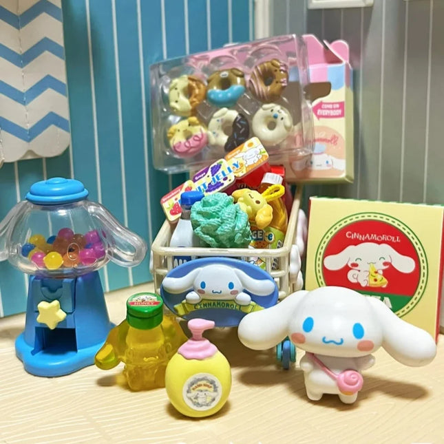 Genuine Re-Ment Cinnamoroll Market Supermarket Retail Department Store Miniature Scene  Blind Box Anime Character Model Toys
