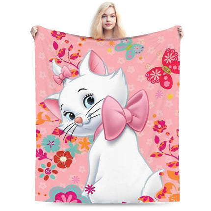 Aristocats Marie Cat Knitted Blankets Pink Wool Throw Blanket Summer Air Conditioning Portable Soft Warm Bedspread