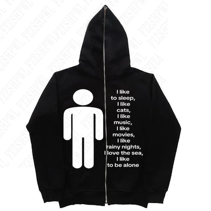 American y2k Harajuku street vintage trend autumn and winter, unique hip-hop punk print for both men and women, pullover hoodie