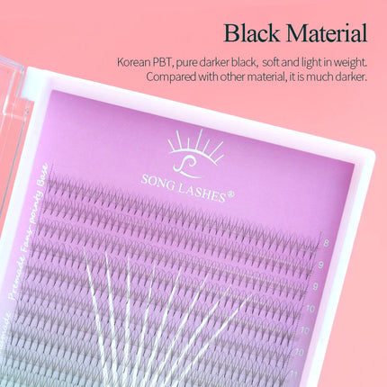 Song Lashes 3D8D10D Pointy Base Promade Fans Korean PBT Eyelash Extension Sharp Thin Pointy Base Promade Volume Fans Eyelashes