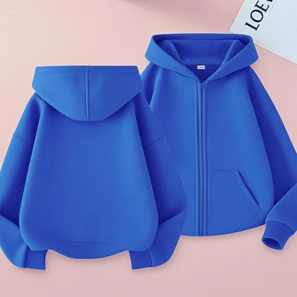 Kids Fashion Zipper Style Clothing Boys and Girls Hoodies Spring and Autumn Casual Sports Shirts 2-12-Year-Old Blue Pink Jacket