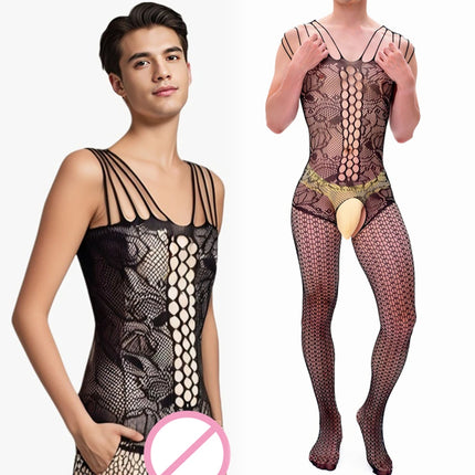 Mens Bodysuit Sexy Club Wear Underwear Hot Sexy Costumes Sex Open Crotch Fishnet Body Stocking Gay Bodystocking Gentleman