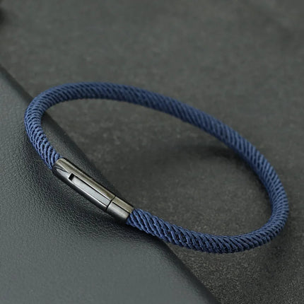 Minimalist Elegance Rope Bracelet Men Grade A 4mm Thread Braslet Homme Stainless Steel Buckle Pulseiras Masculina Armband Herren