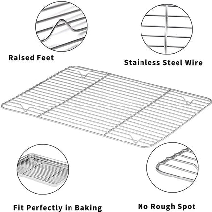 Rectangular Stainless Steel Grill Cookie Baking Pan With Removable Cooling Rack Kitchen Gadget Nonstick Tray Suitable For Oven