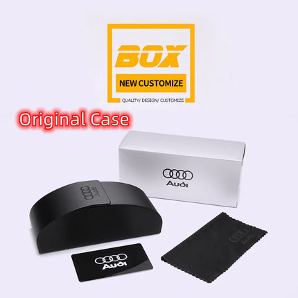 AUDI High Quality Sunglasses for Men Fashion Polarized Driving Eyewear Red Metal Frame Gold Pilot Sun Glasses Original Box