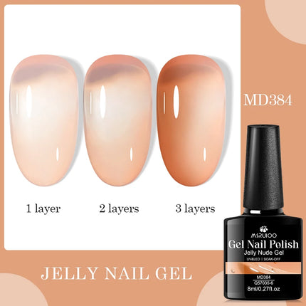 8ml Jelly Milky White Gel Nail Polish Translucent Pure Color UV Gel Polish Semi Permanent Soak Off Varnish Manicure Nail Art DIY