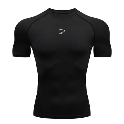 Men's quick drying running compression T-shirt short sleeved trendy printed fitness jogging men's slimming sports casual top