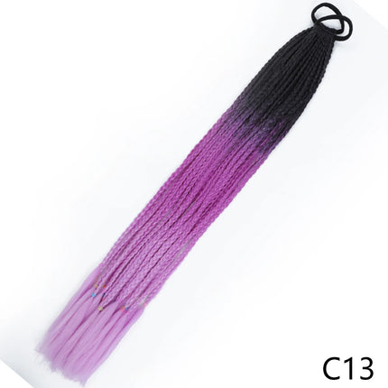 AZQUEEN Synthetic Gradient Color Dirty Braided Ponytail 60CM Elastic Rubber Band Braiding Pony Tail Hair Extensions For Girls