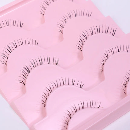 5 Pairs Thick Lower Eyelashes Pack Clear Band Under Eye Lashes 5D Soft Lower Eyelash Handmade Manga Bottom Lashes Makeup Tools