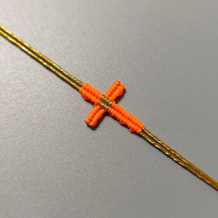 Hand-Woven Macrame Cross Bracelet Adjustable Bohemian Style Jewelry for Women Girls