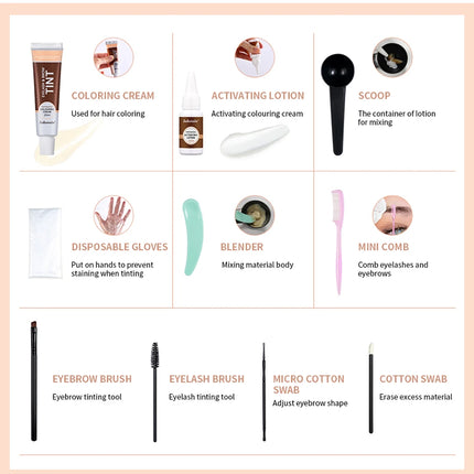 Eyebrow Tint Dye Professional Eyebrow Dye Waterproof Long-lasting Eyebrow Brow Kit Semi Permanent Eyebrow Home Use Pro Kit