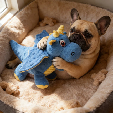 Pet Bite-Resistant Plush Interactive Toy with Sound, Cartoon Dragon Design, Suitable for Large, Medium, and Small Pets Such as Cats and Dogs, Double-Layer Fabric, Built-In Airbag