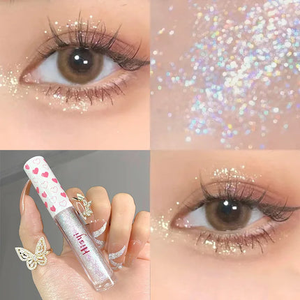6 Colors Glitter Liquid Eyeshadow Waterproof Pearlescent Shiny Eye Shadow Highlighter Sequins Lying Silkworm Makeup Beauty Tool