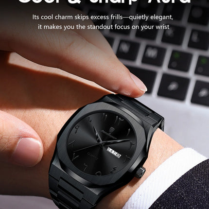 POEDAGAR Fashion High Quality Men Clock Date Week Waterproof Watch For Man Quartz Stainless Steel Luxury Men's Watches Reloj+Box