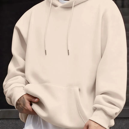 Autumn Casual Solid Sweatshirt Street Comfy Tracksuit Fleece Pocket Hoody Man Basic Warm Streetwear Soft Loose Clothes Unisex