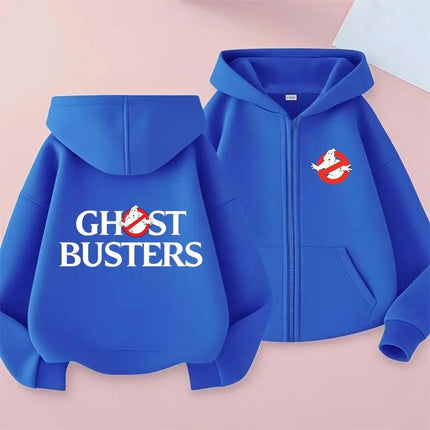 GhostBusters Kids Funny Cartoon Print Spring Autumn Zipper Hooded Sweatshirts 2-13 Years Boys Girls Streetwear Outfits Clothes