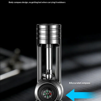 Windproof Super Large Firepower Foldable Compass Spray Gun Lighter, Metal High-temperature Outdoor Barbecue Camping Lighter