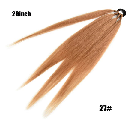 Boxing Braids Ponytail Extensions Synthetic Wrap Around Ponytail With Rubber Band Hair Ring DIY 26 Inch Ombre Black Brown Grey