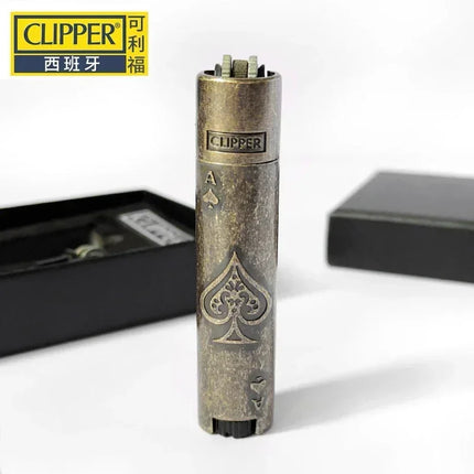 Clipper Portable Grinding Wheel Flint Inflatable Lighter Metal Smokeless Butane Gas Smoking Ignition Tool Accessories Box