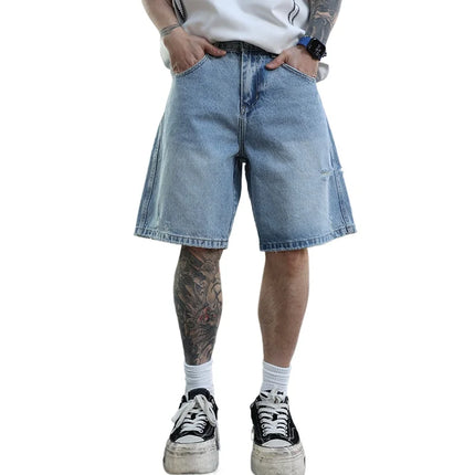 Washed Denim Jorts Shorts Men's Summer Streetwear Fashion Hip Hop Casual Loose Denim Wide Leg Short Baggy Jeans Pant Shorts