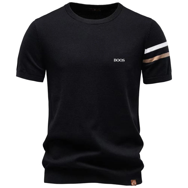 Summer new cross-border pure cotton fashionable men's short sleeved woolen round neck T-shirt men's casual T-shirt Polo shirt