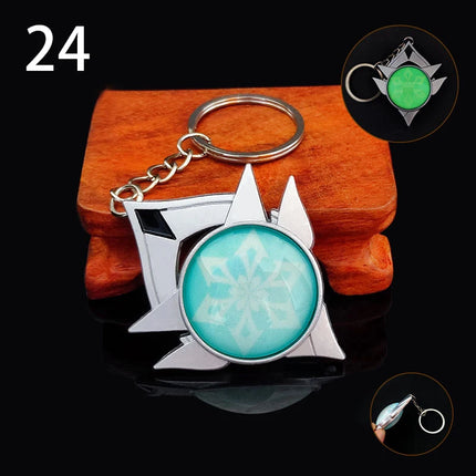 Anime Game Genshin Impact Vision Keychain Luminous 7 Element Weapons Eye Of Original God Toy Luminous Keyring Bag Pendant Gift