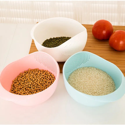 New Food Grade Plastic Rice Strainer Vegetable Washing Basket Fruit Vegetable Washing Drain Basket Kitchen Multi-purpose Storage