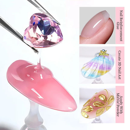 AWStorG 5 in 1 Glue Gel Reinforcement Gel No Wipe Top Coat Nail Art  Soak Off UV Gel Varnish 3D Chrome Design Super Diamond Gel