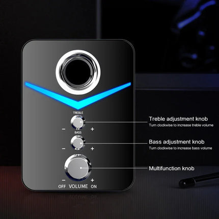 Black Upgrade Bluetooth Wired Dual Mode Surround Bass Stereo Sound Speaker for Desktop Laptop TV