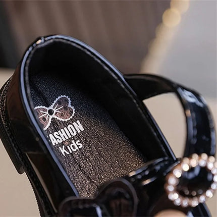 Crystal Girls Flats Shoes Kids Leather Shoes Baby Toddler Anti-Slippery Casual Footwear Child Single Shoes Infant First Walkers