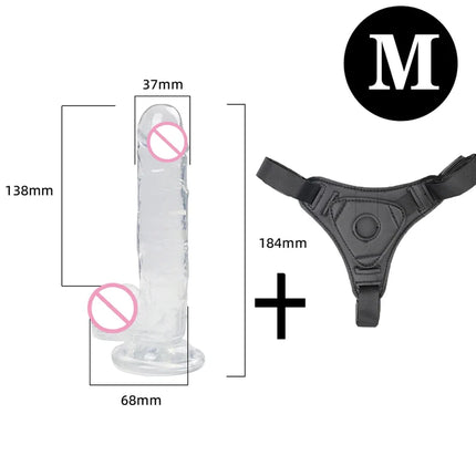 Strapon Dildo for Women Suction Cup Realistic Strap-On Dildo Huge Penis Belt Sexual Harness Strap On Anal Sex Toy for Lesbian
