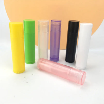 100pcs 5g Plastic Transparent Cosmetic Round Lip Balm Tubes Empty 5ml Oval Black Lipstick Tube Packaging Lip Balm Container
