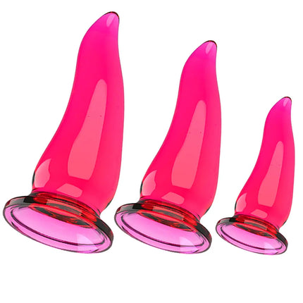 Curved Butt Plug Set, Pink Anal Plug for Beginners, Soft & Smooth Training Toy, Available in 3 Sizes