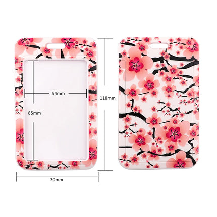 New Sakura Cherry Blossoms Flower lanyard card ID Badge Holder Keychain Pass Gym Mobile Kids Key Holder Key Rings Gift