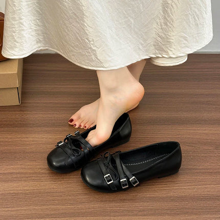 Silver Women Ballet Flats Comfortable Round Toe Shallow Shoes 2026 New Spring Autumn Vintage Ladies Dress Mary Jane Shoes