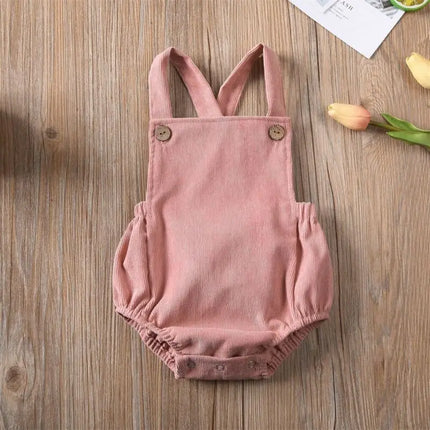 0-24M Baby Romper Boys Girls Summer Clothing Solid Color Corduroy Sleeveless Square Neck Romper Jumpsuits Baby Overalls