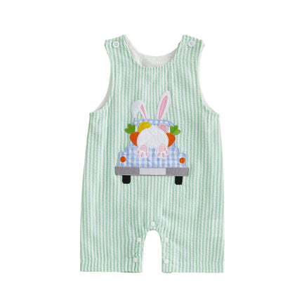 New Baby Boy Romper Cute Embroidered Sleeveless Buttons Short Jumpsuits 2026 Summer Toddler Overalls 0-18M