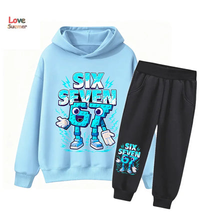 67 Six Seven hoodie pant 2pcs boys girls Italian Brainrot Kid Girl Sweatshirt 2pcs Suit Hoody Baby Casual Tracksuit