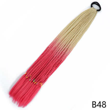 AZQUEEN Synthetic Gradient Color Dirty Braided Ponytail 60CM Elastic Rubber Band Braiding Pony Tail Hair Extensions For Girls