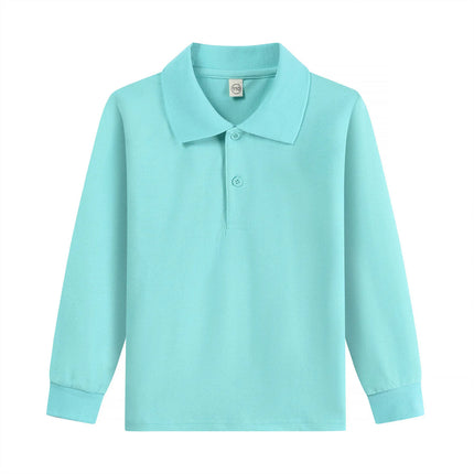 Kids Boys Girls POLO Shirts Children Clothing Sports Streetwear Child Solid Color Lapel Long Sleeve T Shirt School Wear 2-18Y