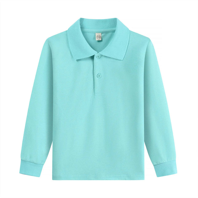 Kids Boys Girls POLO Shirts Children Clothing Sports Streetwear Child Solid Color Lapel Long Sleeve T Shirt School Wear 2-18Y