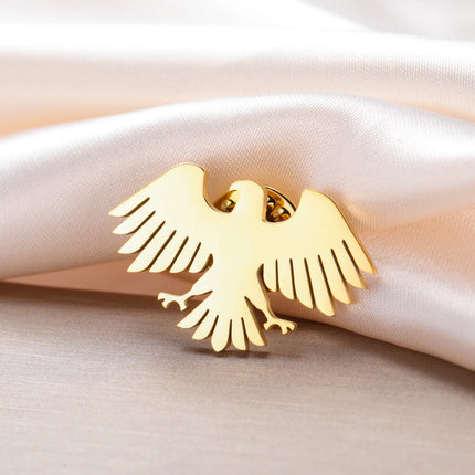 New Syria Eagle Brooch Stainless Steel Syrian Emblem Lapel Pin for Women Men Suit Shirt Badge Animal Accessories Gift