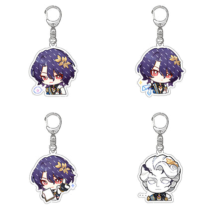 Honkai: Star Rail Anime Figure Acrylic Keychain Dan Heng Feixiao Firefly Model Plate 4pc/set Keyring Game Fans Gift