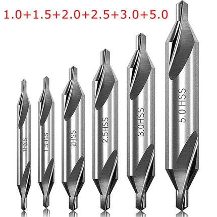 7Pcs 1/1.5/2/2.5/3/4/5 Center Drill Bits Set,60-Degree Angle Center Drill Bits Kit Countersink Tools for Lathe Metalworking