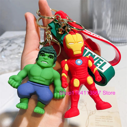 New Q Style Spider Hero Keychain Cartoon Super Heroes Deadpool Cute Doll Keyring Ornament Key Chain Pendant Kids Toys Gifts